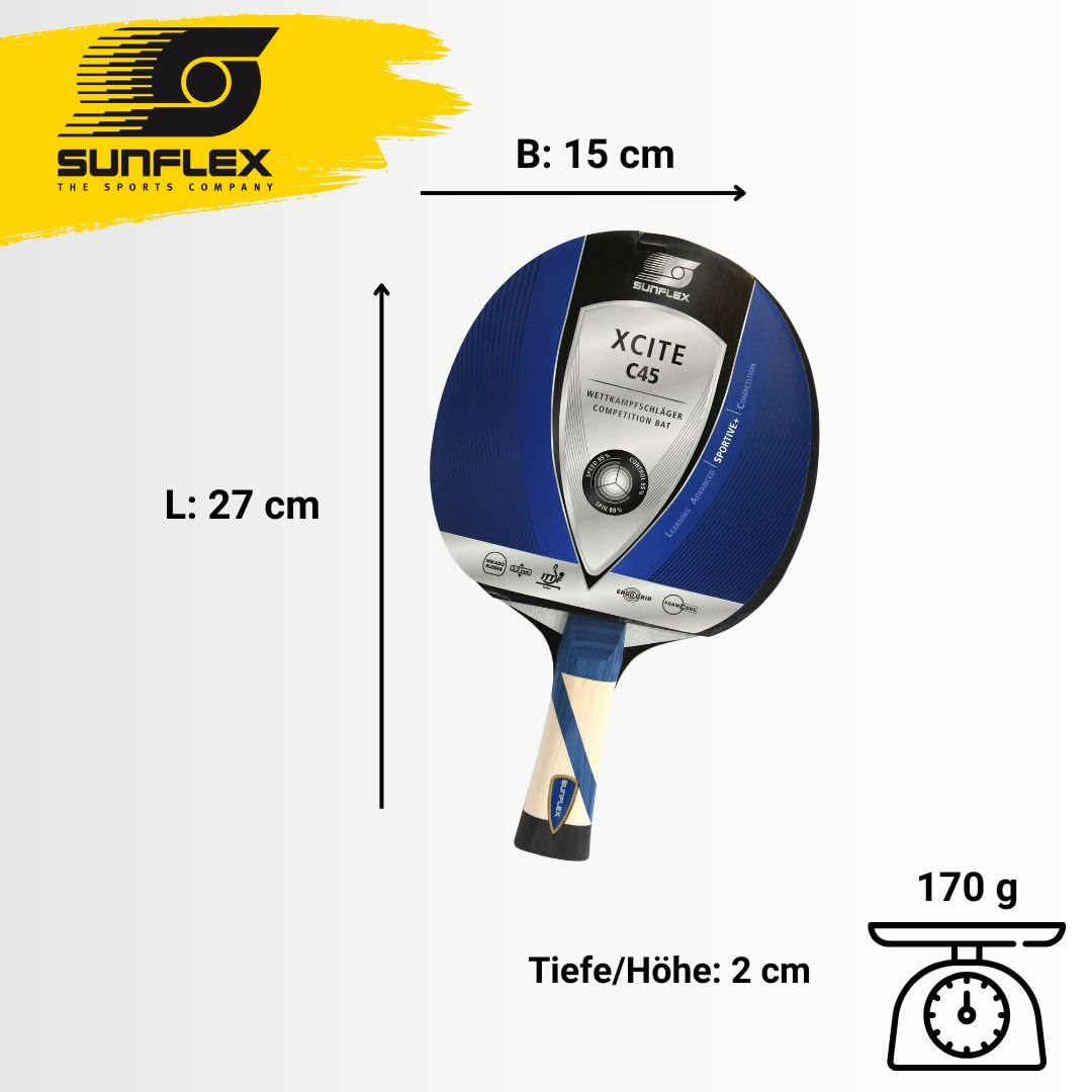 SUNFLEX Excite C45 Table Tennis Bat Competition Level ITTF Approved Mikado