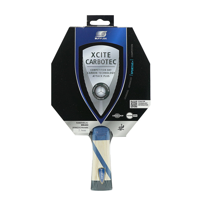 SUNFLEX Xcite C45 Carbotec Table Tennis Bat ITTF Approved Mikado Rubber