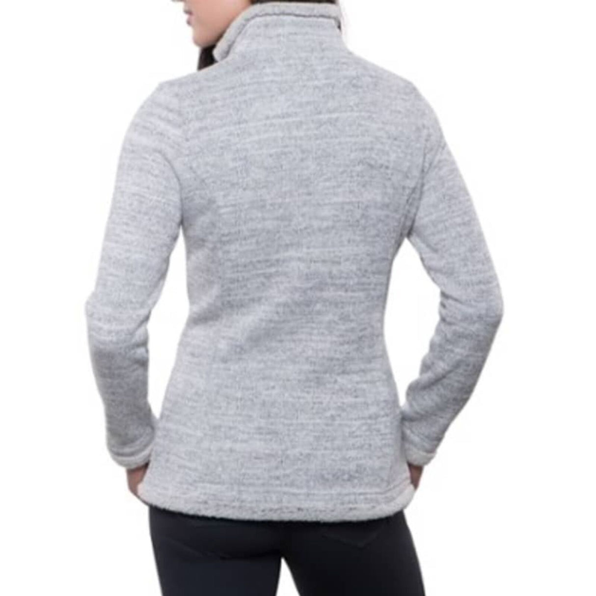 KUHL Alska Womens Quarter-Zip Fleece Pullover Heavyweight Soft Warm Casual Outerwear in Ash