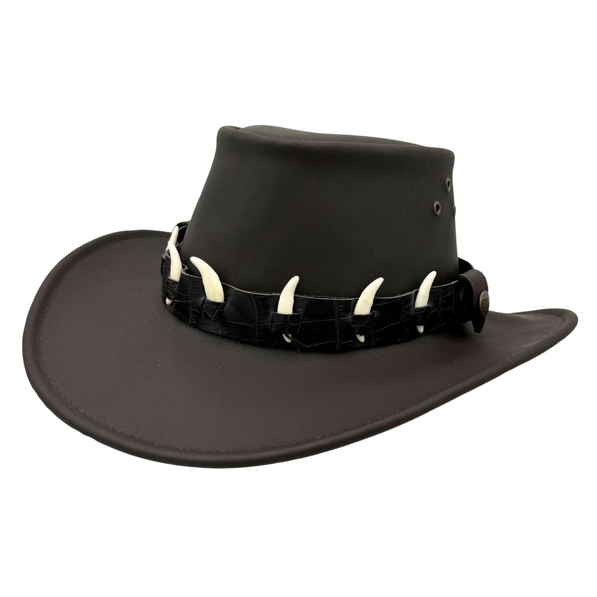 Jacaru 1036 Cape York Oiled Leather Hat - Brown (Croc Print Hatband Water Resistant & UPF 50+ Made in Australia)