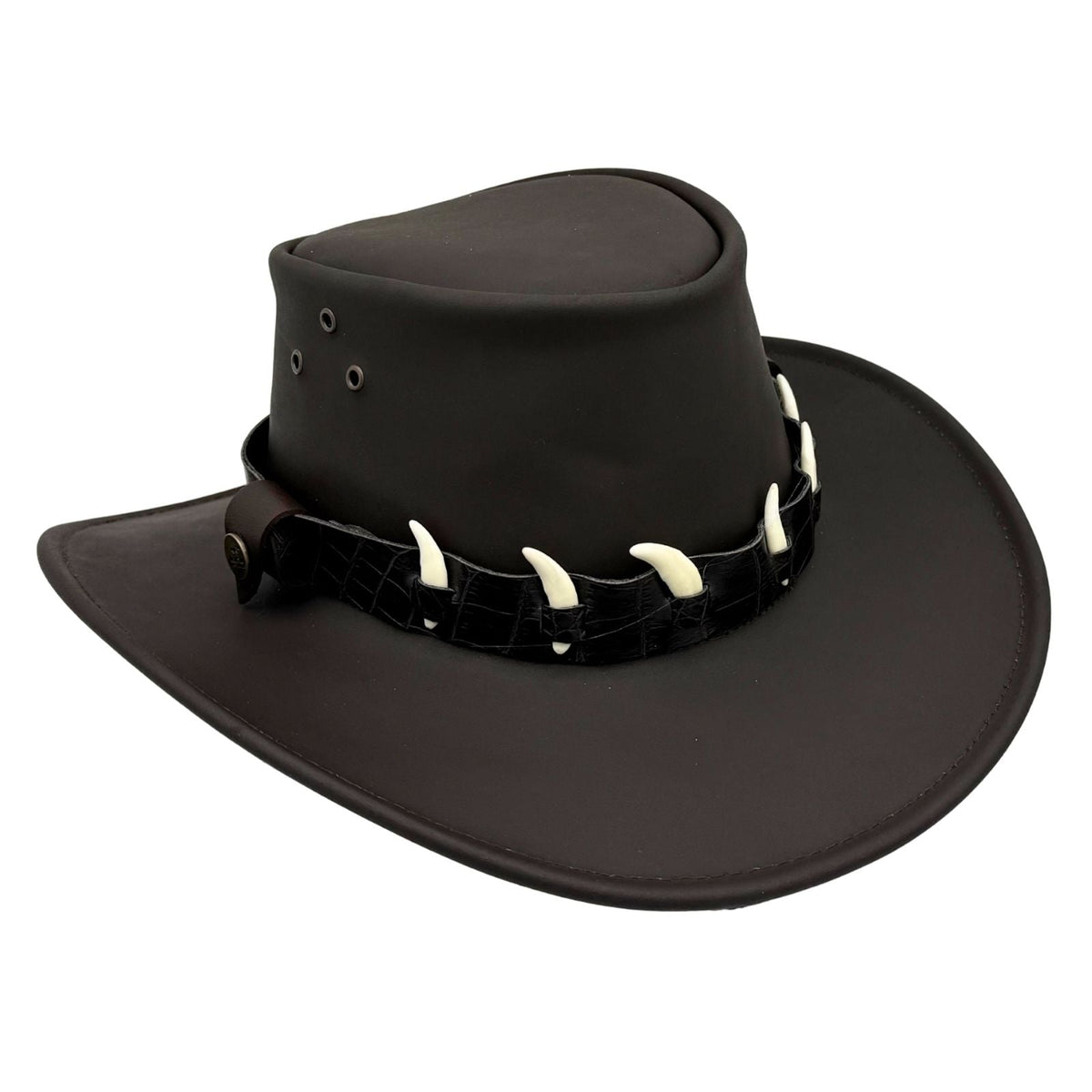 Jacaru 1036 Cape York Oiled Leather Hat - Brown (Croc Print Hatband Water Resistant & UPF 50+ Made in Australia)