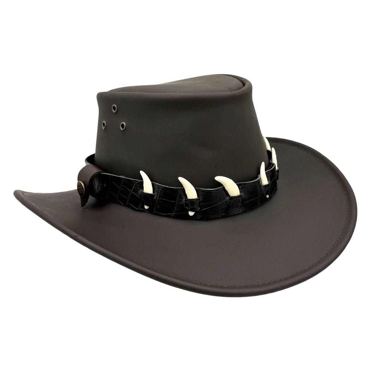 Jacaru 1036 Cape York Oiled Leather Hat - Brown (Croc Print Hatband Water Resistant & UPF 50+ Made in Australia)