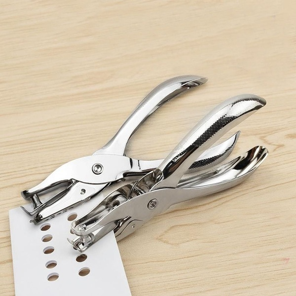 Single Paper Hole Punch - Handheld 6mm Stainless Steel Plier/Puncher