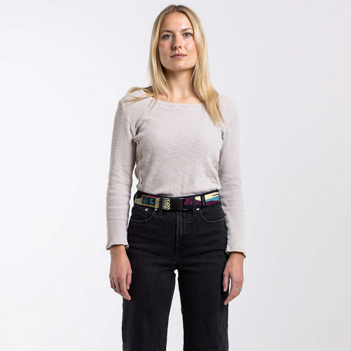 Arcade A2 Slim Stretch Belt in Save The Waves Travel Friendly Buckle Amalfi/Rise - One Size