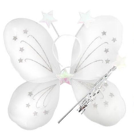 White Angel Wings - Girls Fairy/Butterfly/Princess Costume for Fancy Dress Party