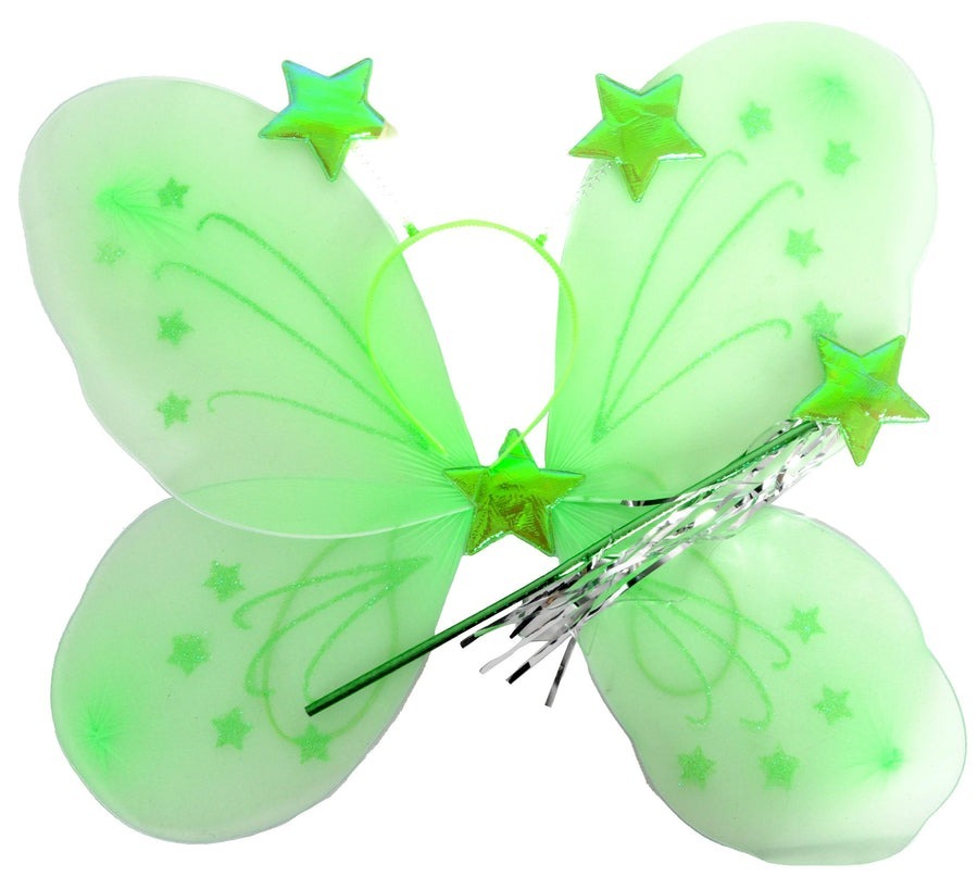 Green Angel Wings - Girls Fairy/Butterfly/Princess Costume for Fancy Dress Party