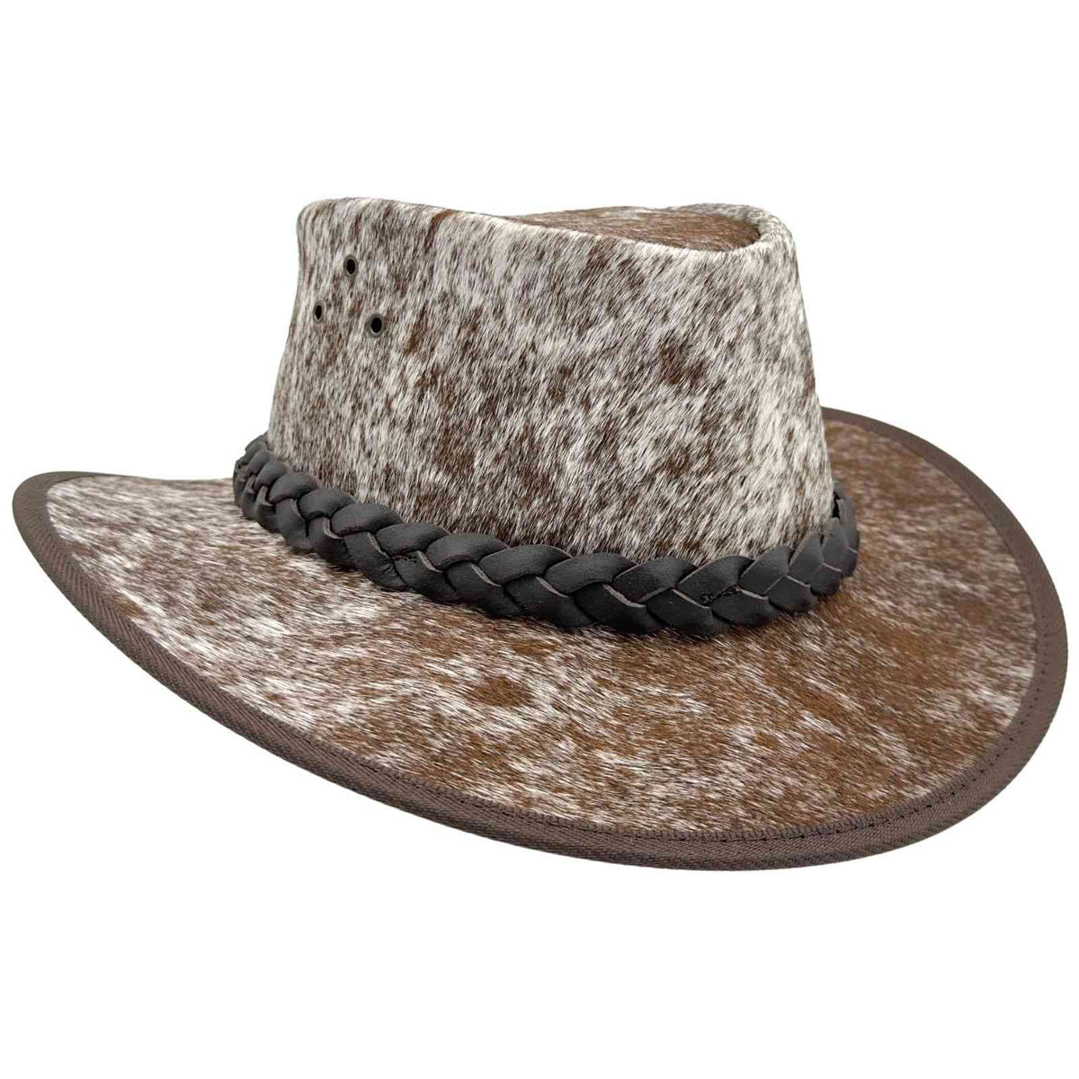 Jacaru 1049 Rustler Cowhide Leather Hat - Natural Fur (Made to Order Water Resistant & UPF 50+ Made in Australia)