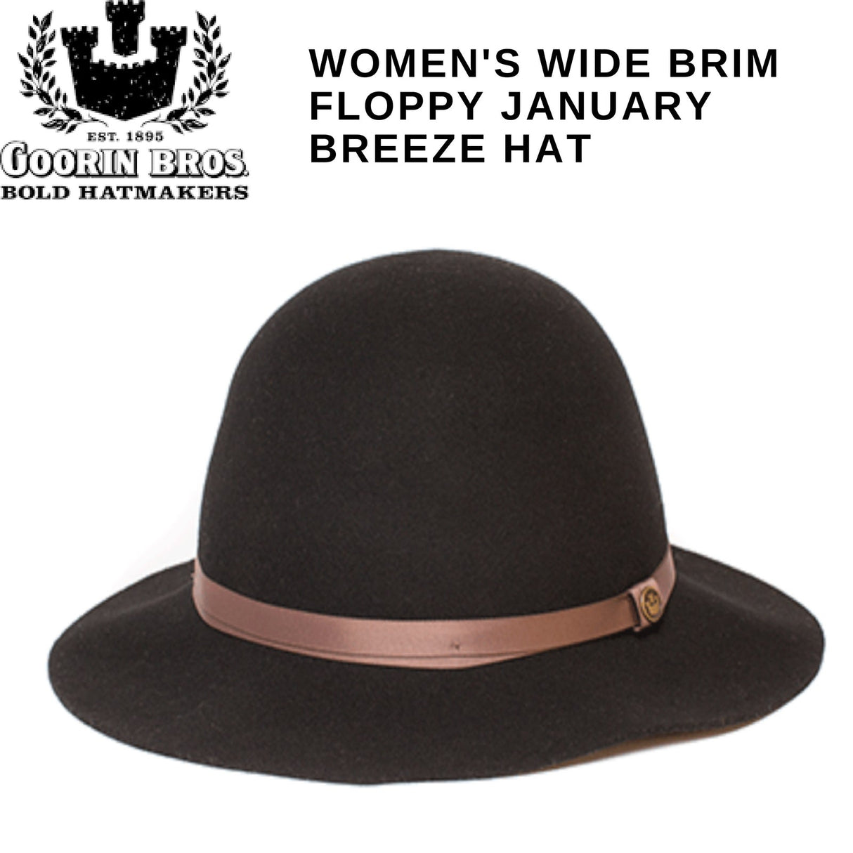 Goorin Brothers January Breeze Womens Wide Brim Floppy Hat - Black