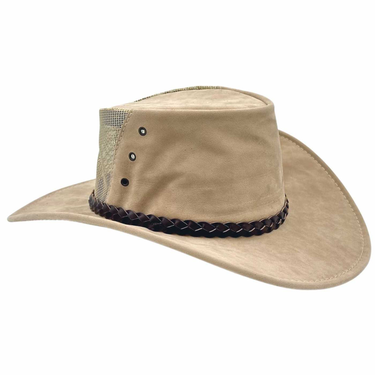 Jacaru 1096 Golfer Vegan Suede Breeze Hat - Mesh Crown (Made in Australia)