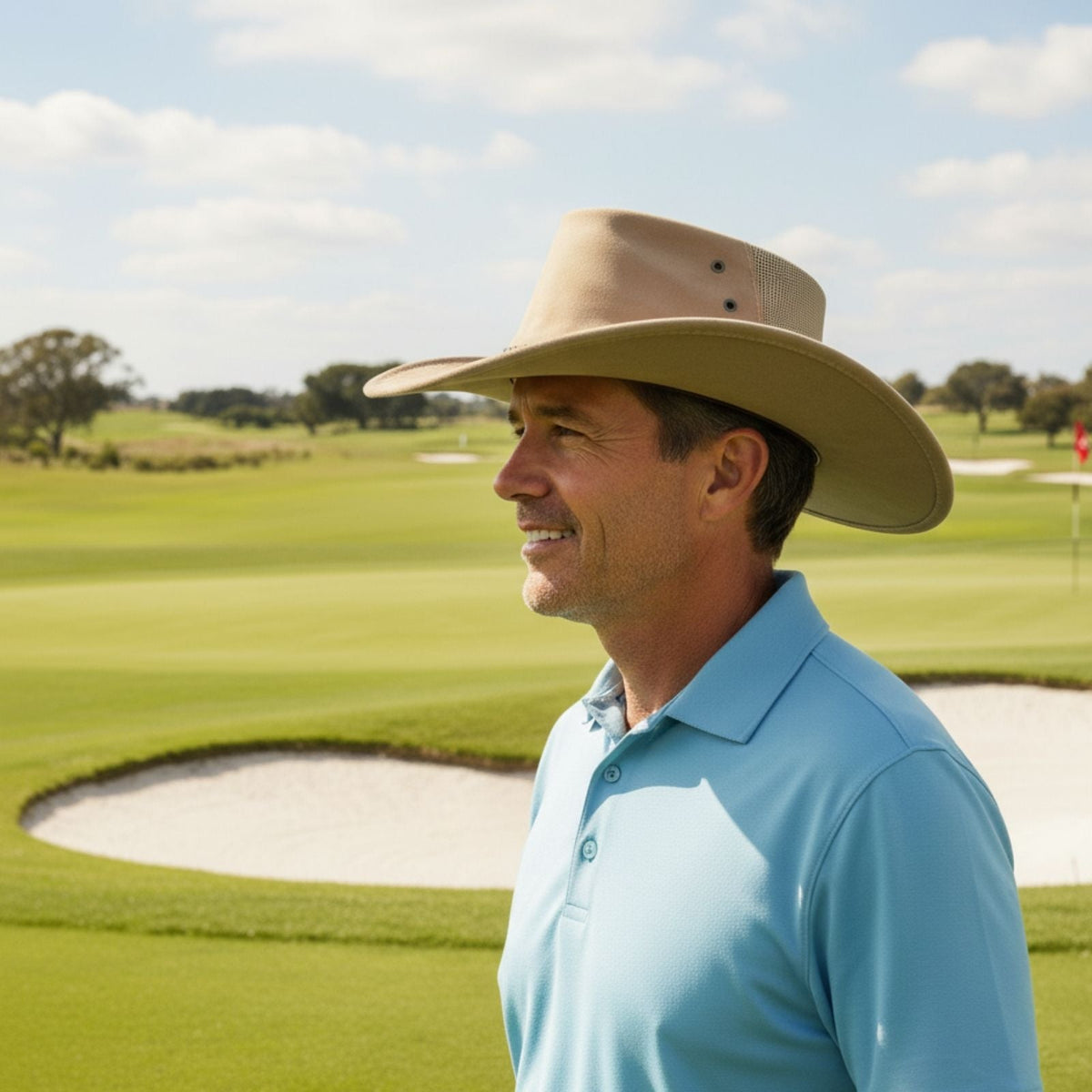 Jacaru 1096 Golfer Vegan Suede Breeze Hat - Mesh Crown (Made in Australia)