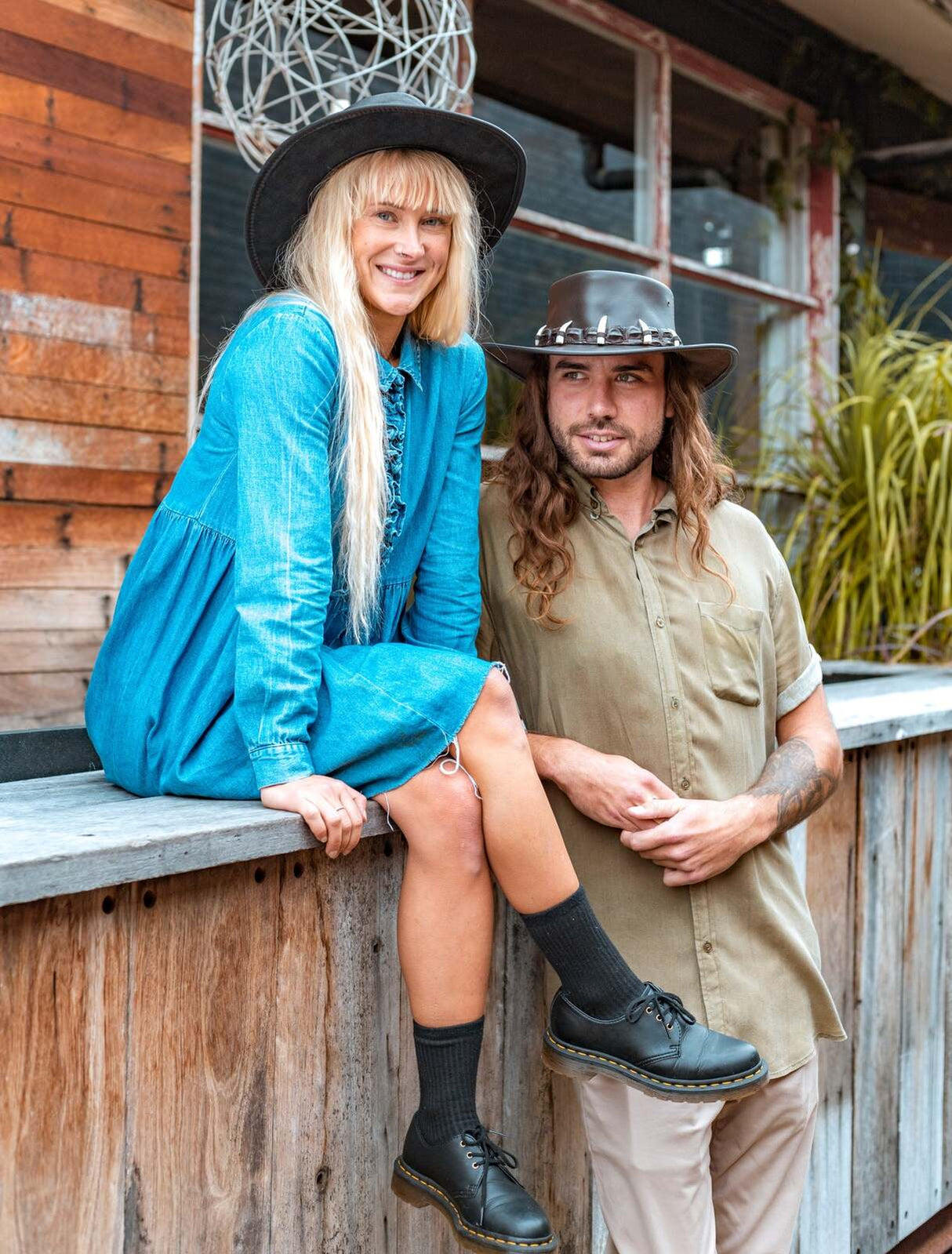 Jacaru 110 Croc Hunter Outback Hat with Real Crocodile Headband - Brown