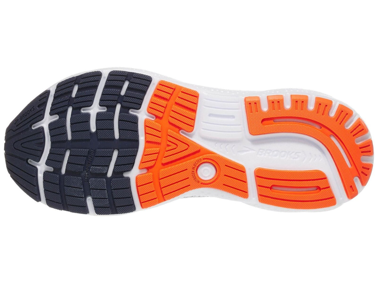 Mens Brooks Ghost 16 Running Shoes in White/Peacoat/Orange – Size 8.5