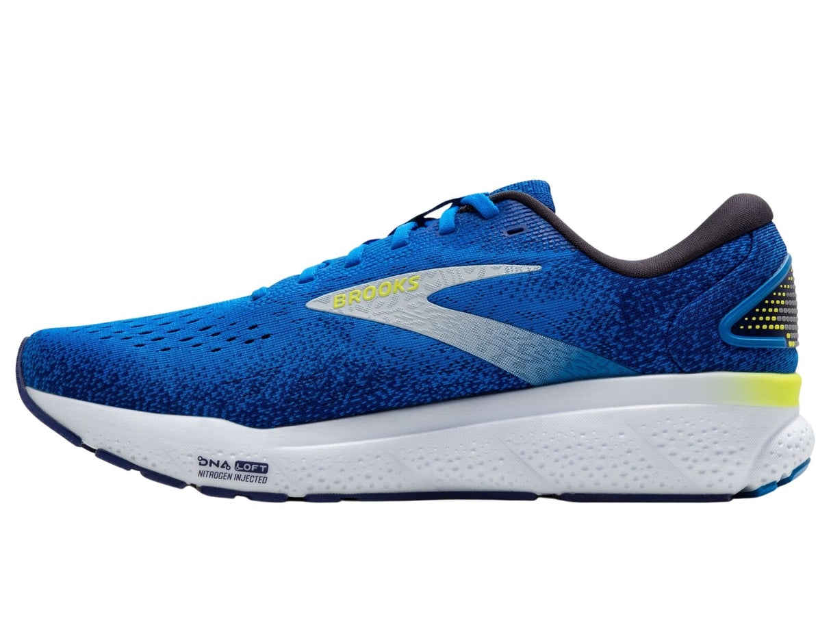 Mens Brooks Ghost 16 Running Shoes in Electric Blue/Navy/Lemon – Size 12