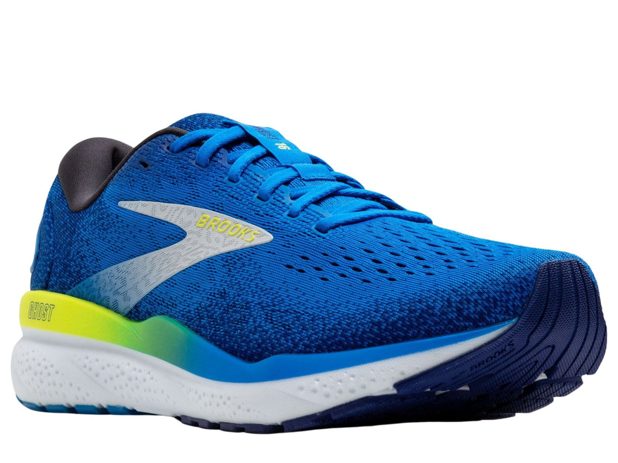 Mens Brooks Ghost 16 Running Shoes in Electric Blue/Navy/Lemon – Size 12