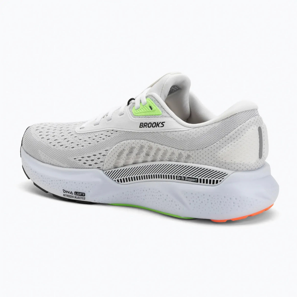 Brooks Adrenaline GTS 24 Mens Running Shoes Stability Support in White/Gecko/Atomizer