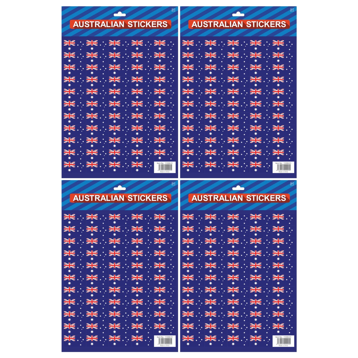 4x Australian Flag Stickers A4 Sheet (Same Size) – Festive Decoration for Australia Day (Bulk Pack)
