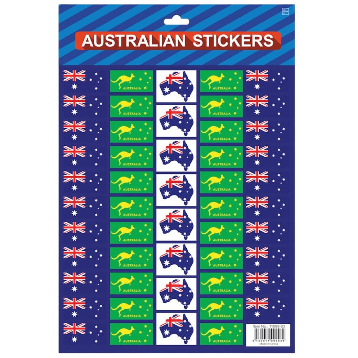 Australian Flag Stickers A4 Sheet (Assorted Flag Style) – Festive Decoration for Australia Day
