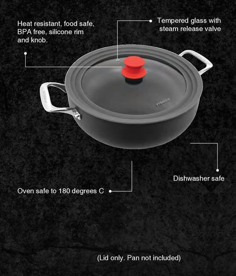 Pyrolux Universal Pot & Pan Glass Lid, 16/18/20cm - Red/Grey
