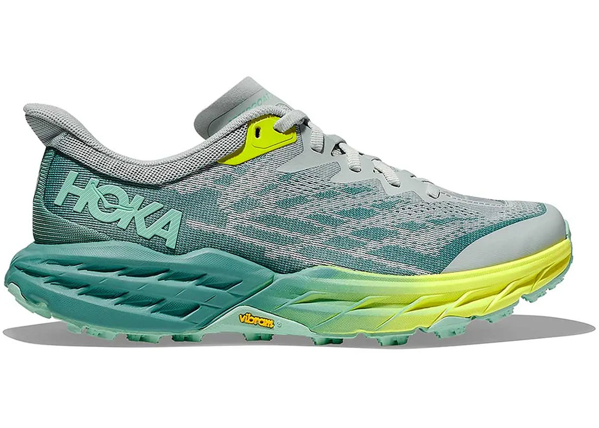Hoka Womens Speedgoat 5 Trail Running Shoe in Mercury Trellis Size 10B