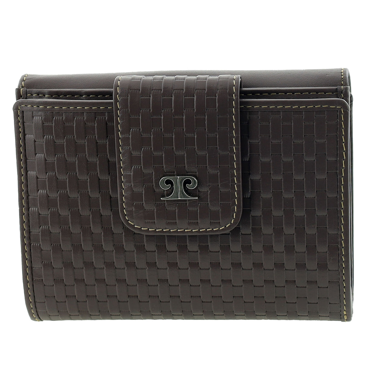 Pierre Cardin Woven Leather Bi-Fold Wallet - Steel Brown (RFID Protection)