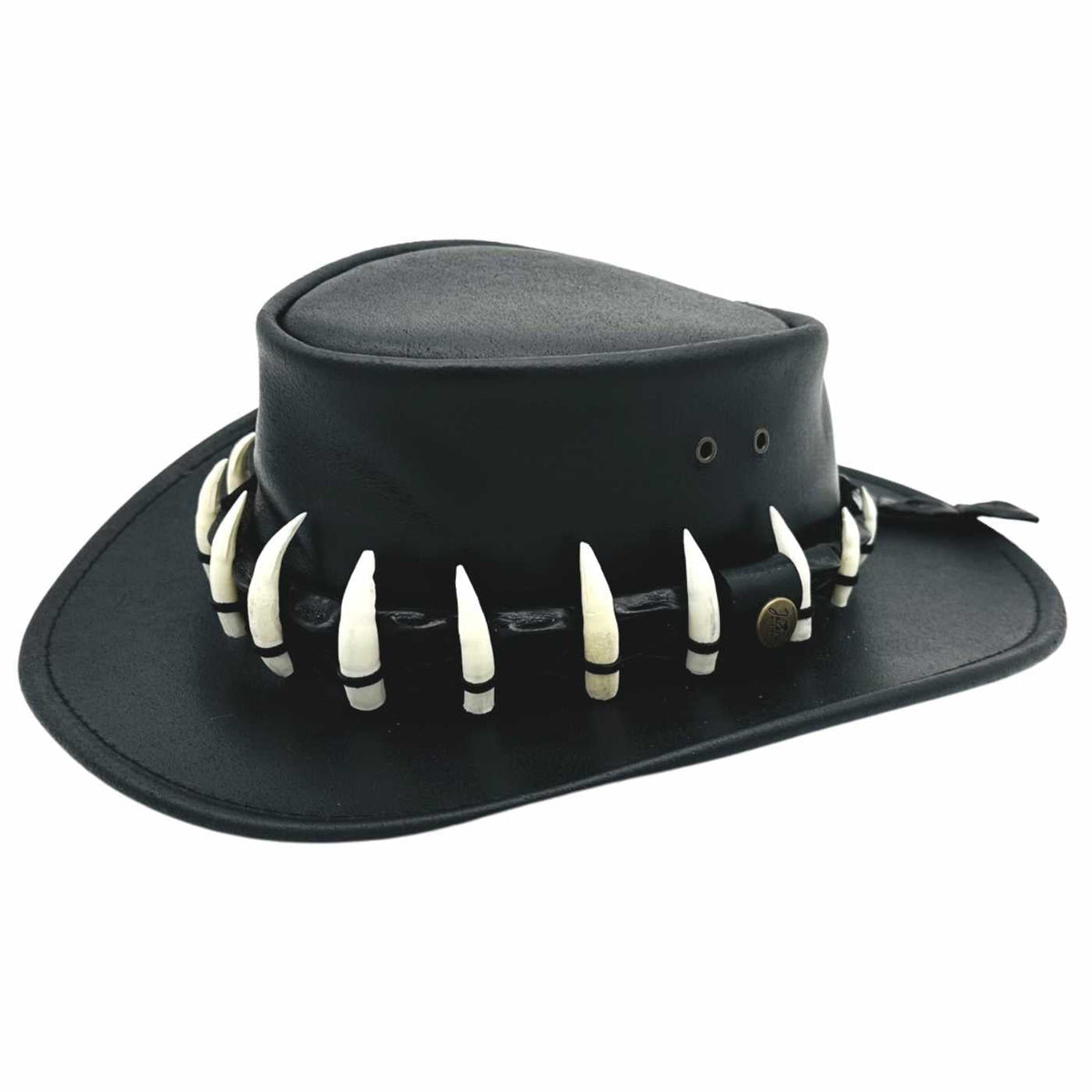 Jacaru 112SE Lightning Jack Special Edition Leather Hat - 15 Real Crocodile Teeth Hatband (Made in Australia)
