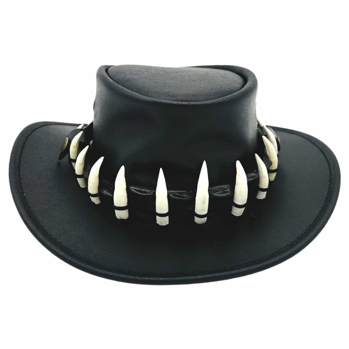 Jacaru 112SE Lightning Jack Special Edition Leather Hat - 15 Real Crocodile Teeth Hatband (Made in Australia)