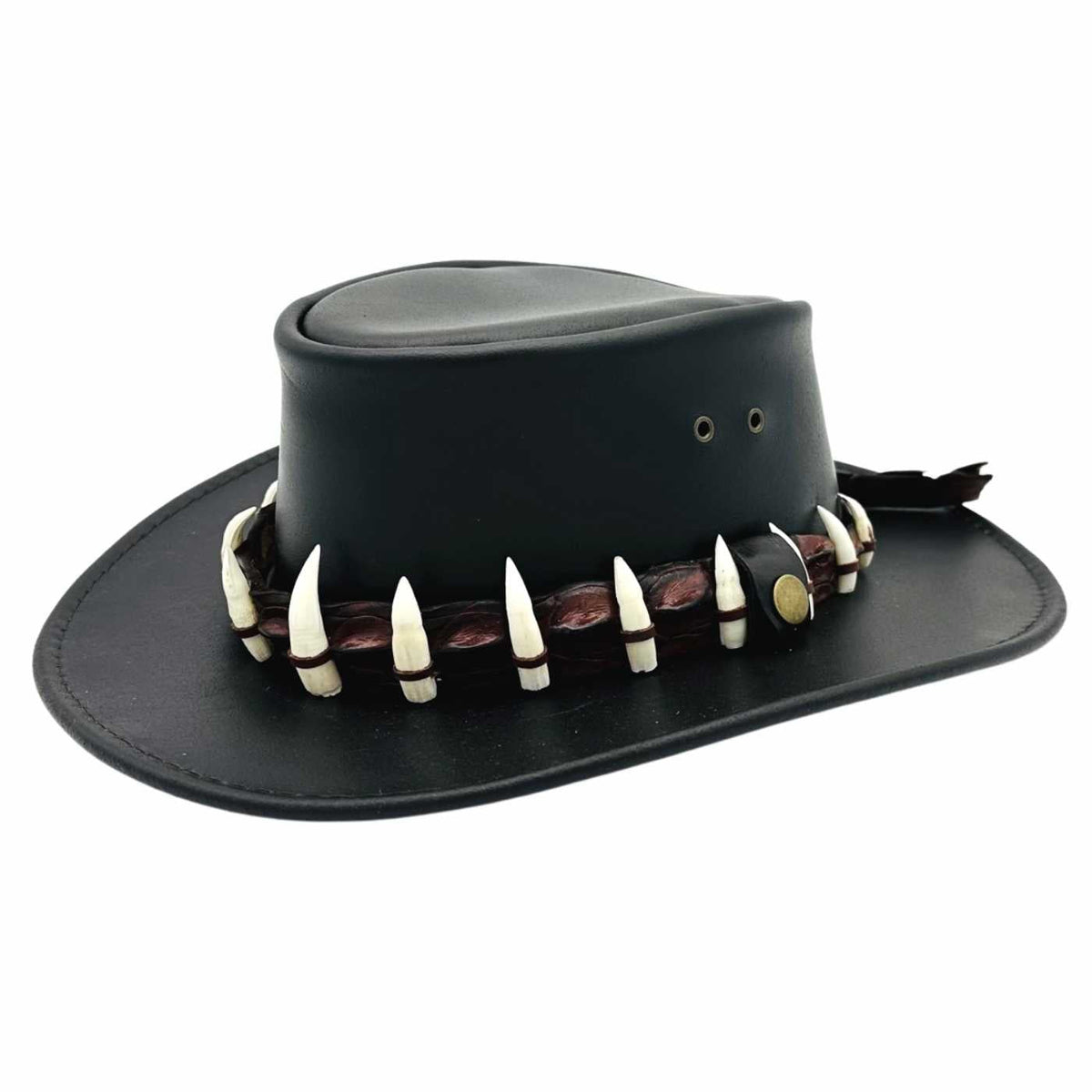 Jacaru 112SE Lightning Jack Special Edition Leather Hat - 15 Real Crocodile Teeth Hatband (Made in Australia)