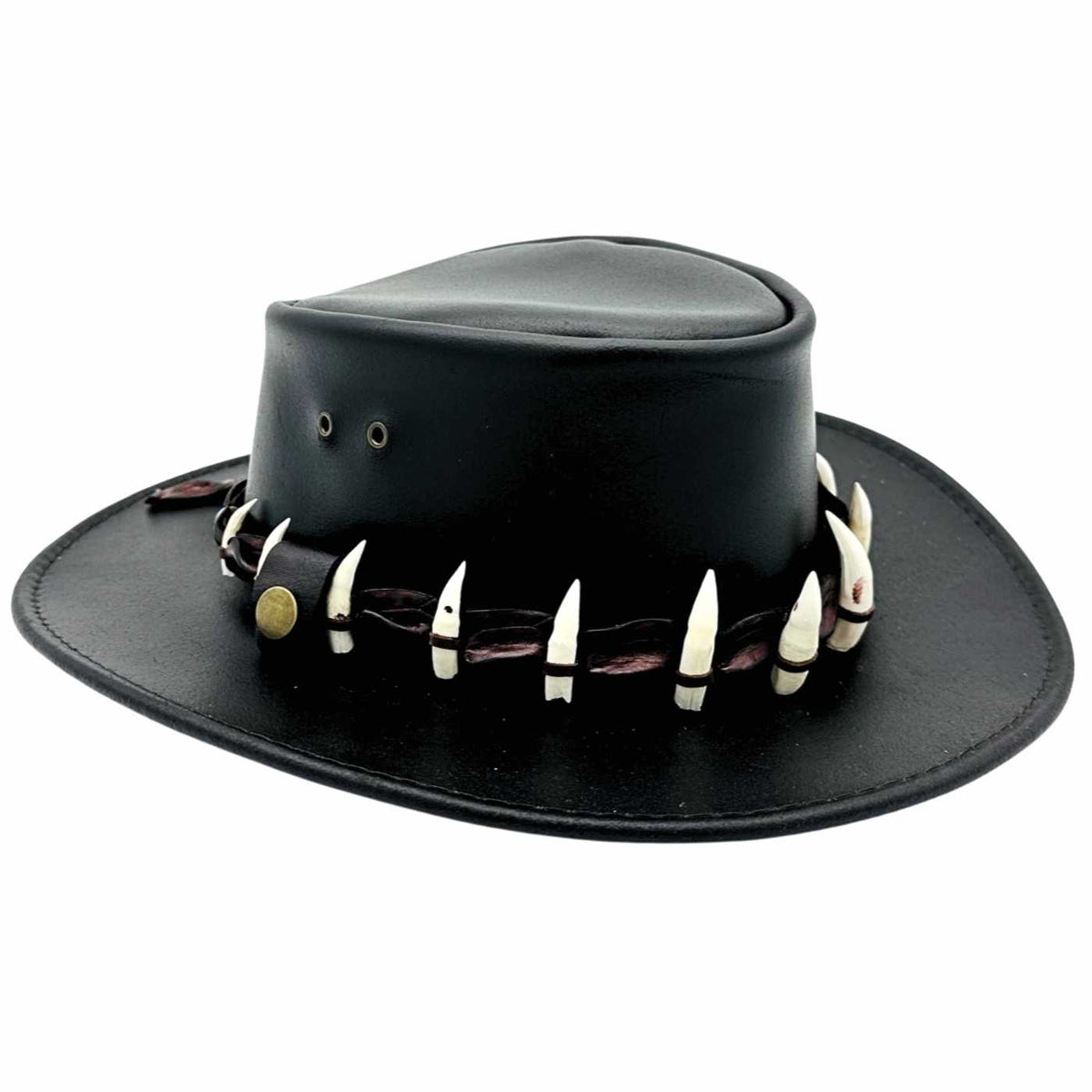 Jacaru 112SE Lightning Jack Special Edition Leather Hat - 15 Real Crocodile Teeth Hatband (Made in Australia)