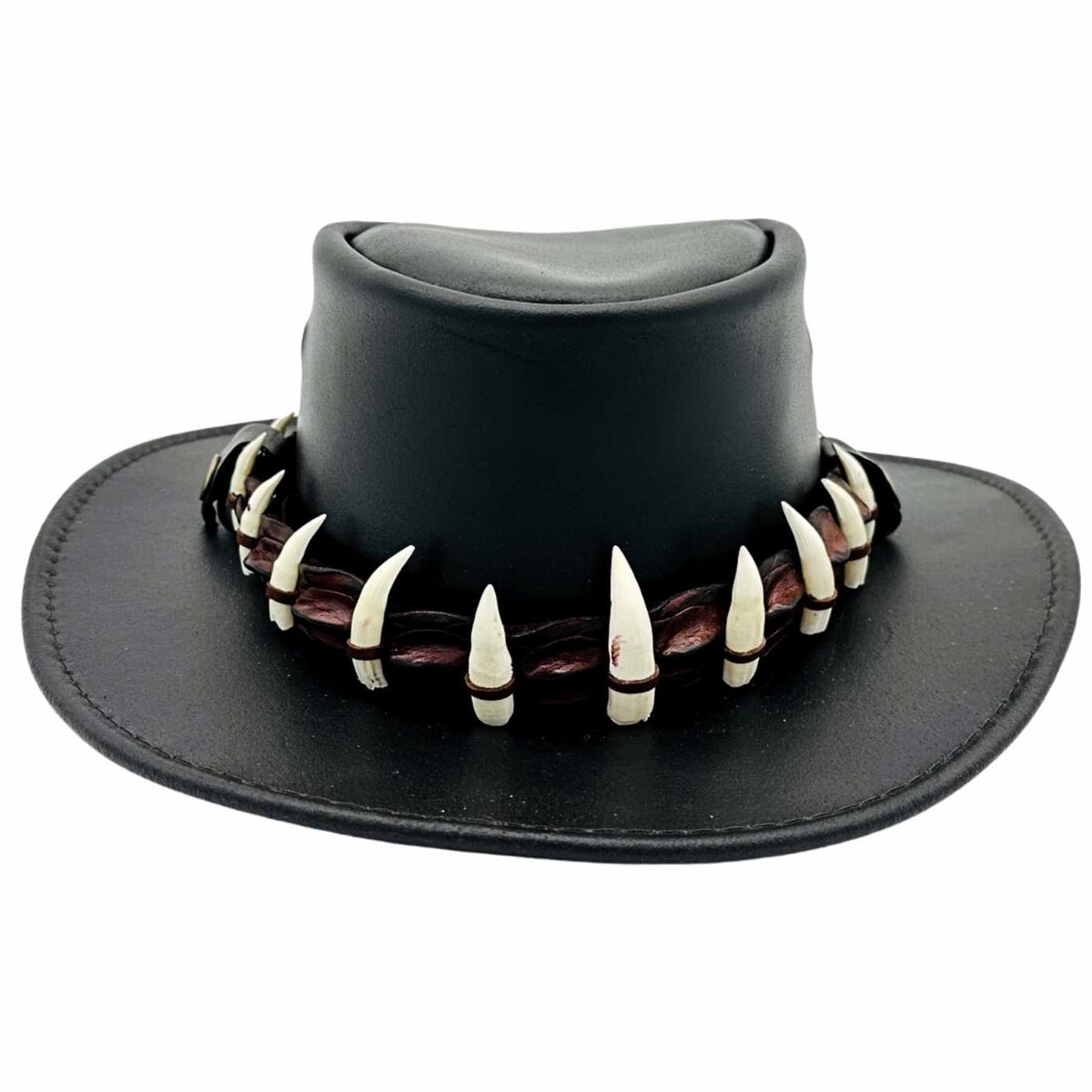Jacaru 112SE Lightning Jack Special Edition Leather Hat - 15 Real Crocodile Teeth Hatband (Made in Australia)
