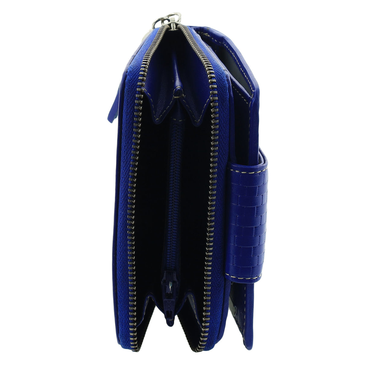 Pierre Cardin Woven Leather Zip-Around Bi-Fold Wallet - Blue (RFID Protection)