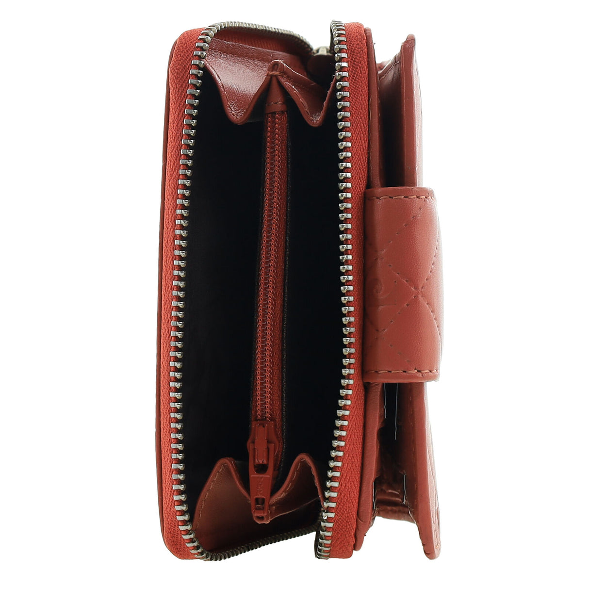 Pierre Cardin Quilted Leather Zip-Around Bi-Fold Wallet - Tobasco Red (RFID Protection)
