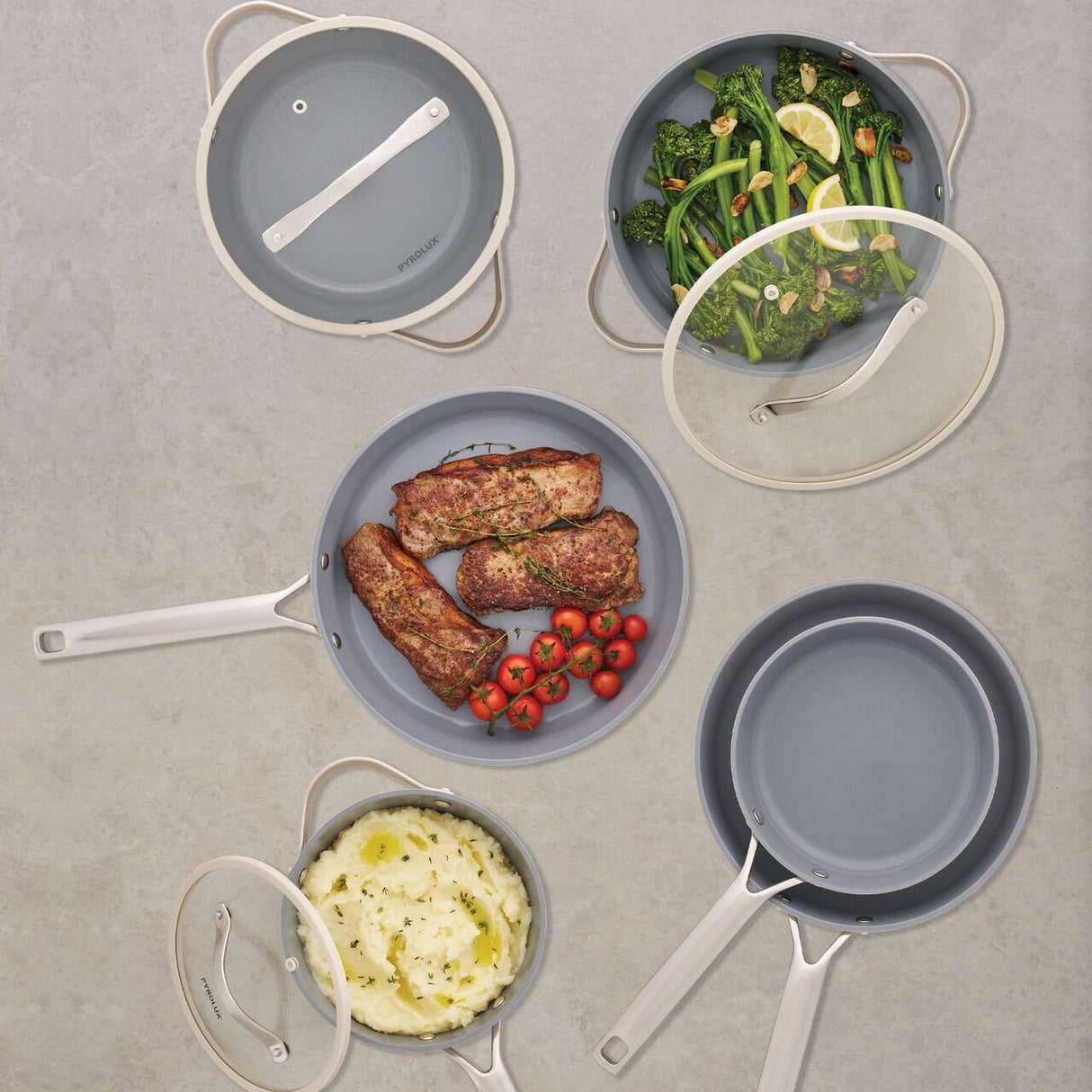 24cm PYROLUX NEXGEN Casserole 4.4L Ivory | Ceramic Non-Stick, Induction Base, Oven Safe