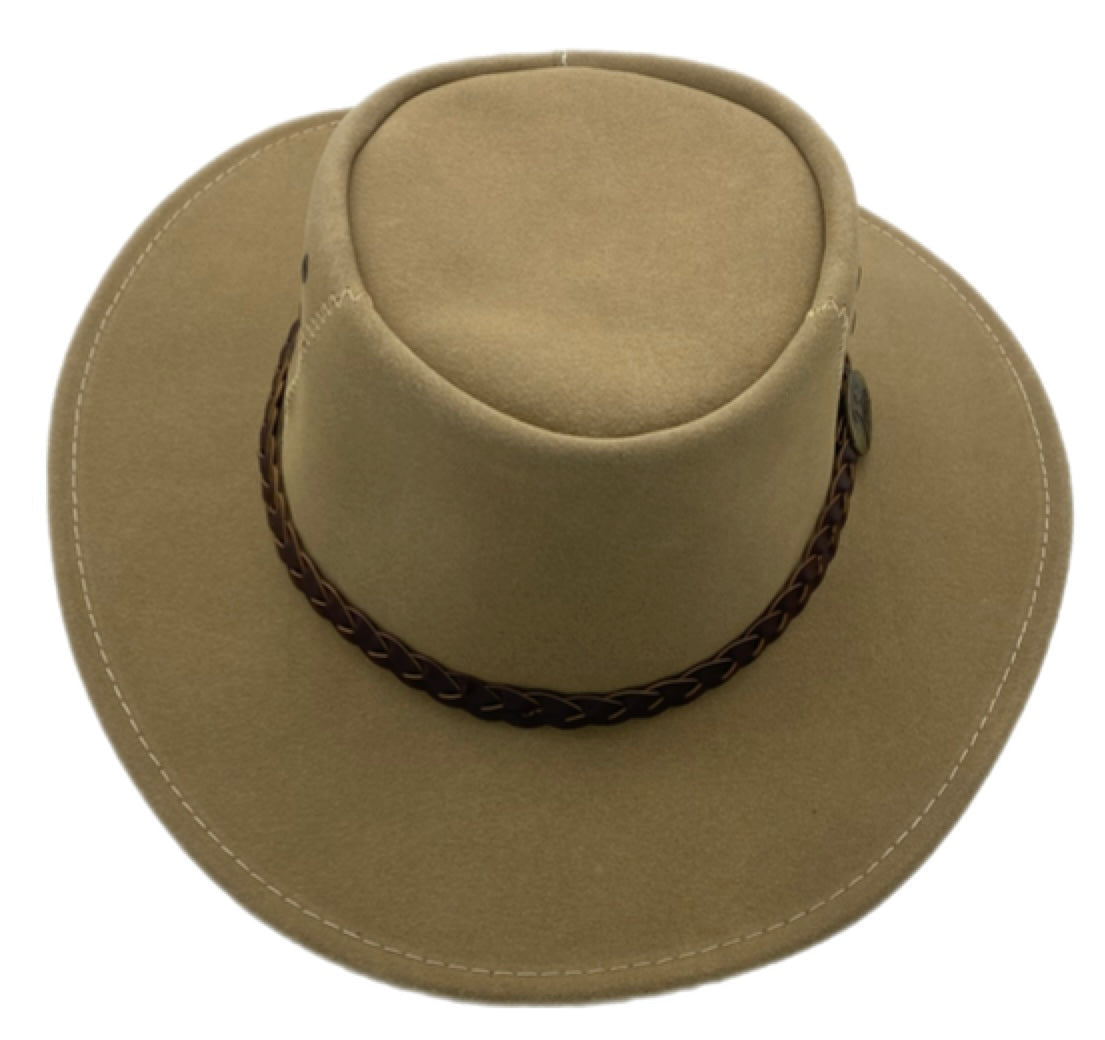 Jacaru 1154 Kookaburra Suede Leather Hat - Water Resistant & UPF 50+ (Made in Australia)