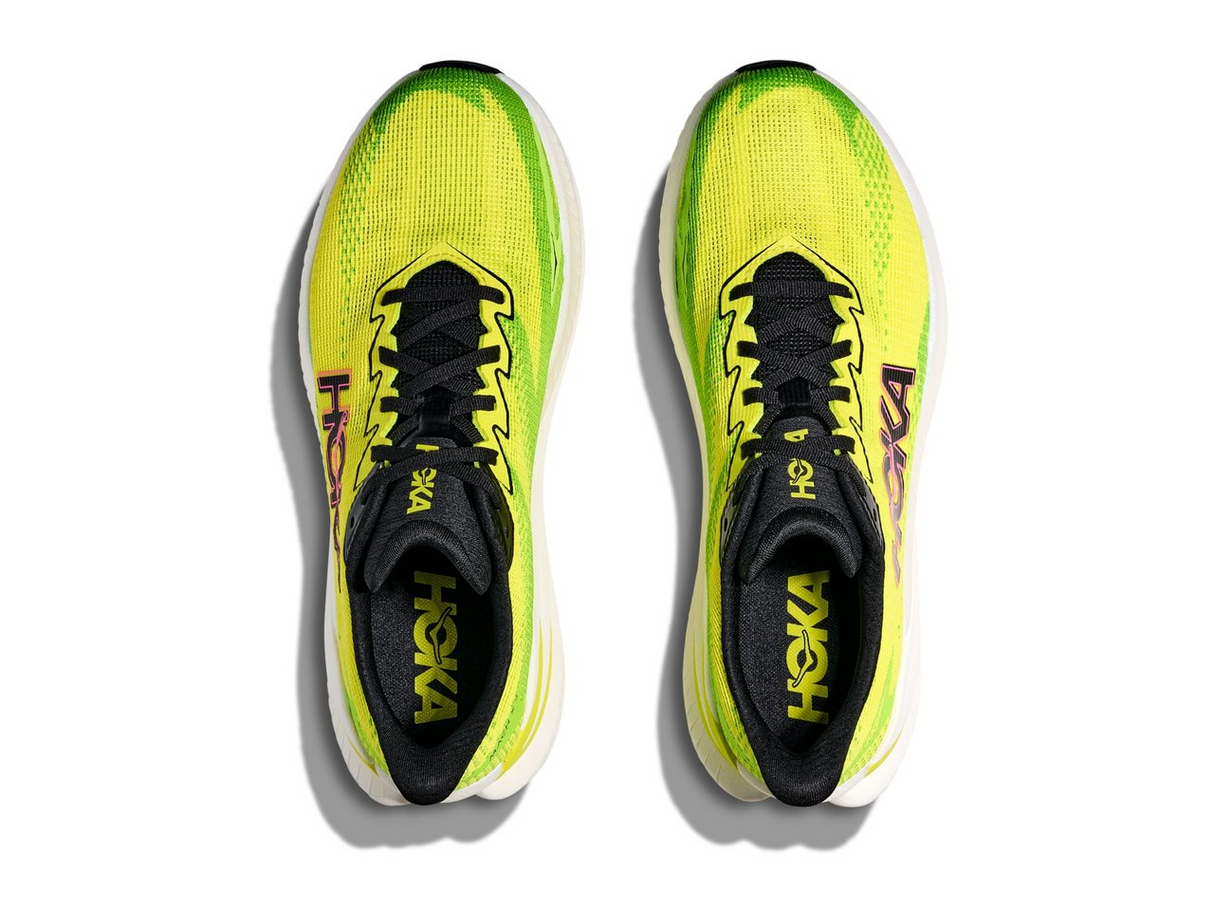 Hoka Mach X 3 Mens 2E Wide Running Shoes - Citrus/Neon Lime (Athletic Sneakers/Runners)