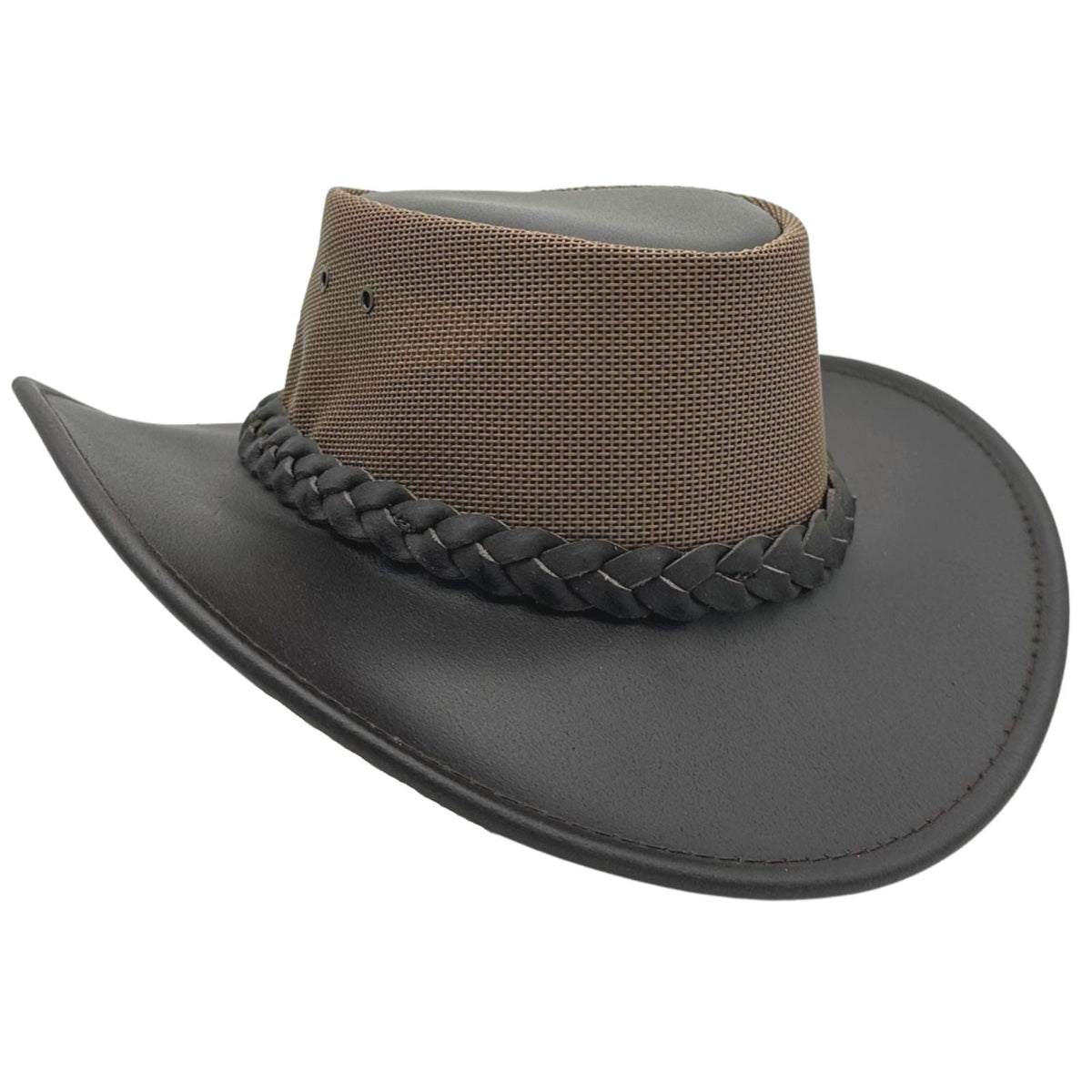 Jacaru 116 Dingo Koolaroo Leather Breeze Hat - Mesh Crown (Made in Australia)