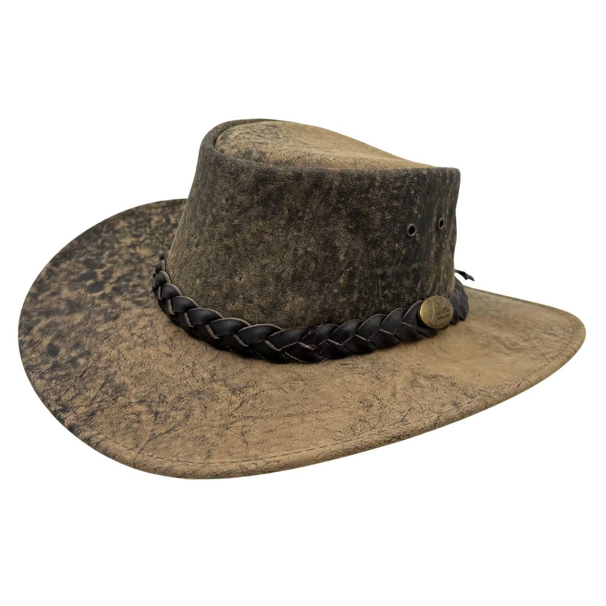 Jacaru 1172 Stonewash Squashy Kangaroo Leather Hat - Foldable & UPF 50+ (Made in Australia)