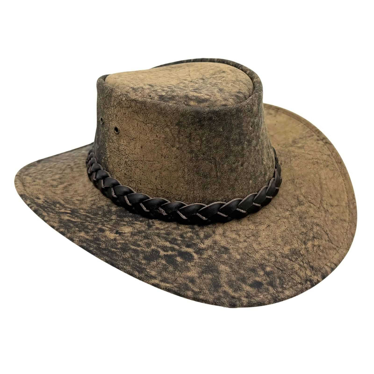 Jacaru 1172 Stonewash Squashy Kangaroo Leather Hat - Foldable & UPF 50+ (Made in Australia)