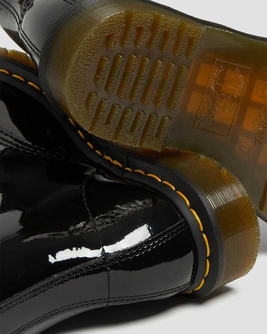 Dr. Martens Womens Leather 1460 Boots Shoes in Black Patent Lamper