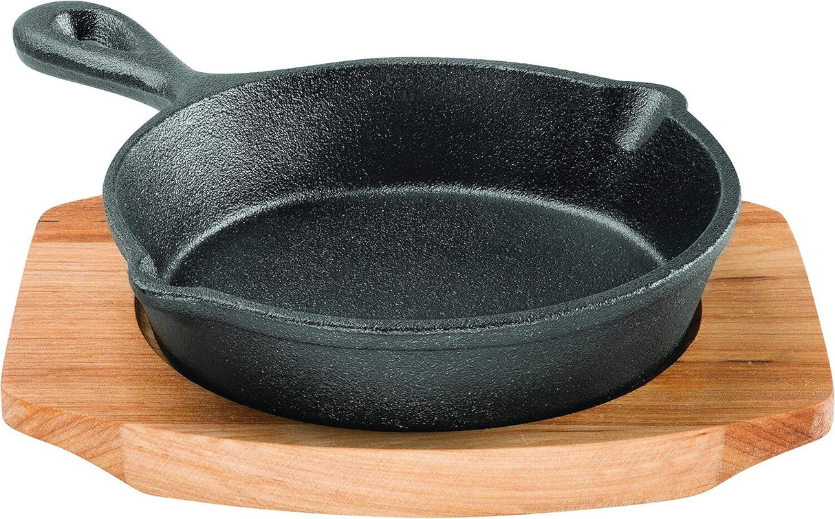 Pyrolux Skillet with Maple Tray Cast Iron Fry Pan Black 13.5cm