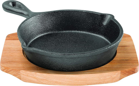 Pyrolux Skillet with Maple Tray Cast Iron Fry Pan Black 13.5cm