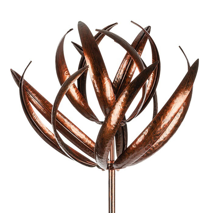 Garden 67.5cm Metal Wind Spinner Lotus Outdoor Decor - Bronze