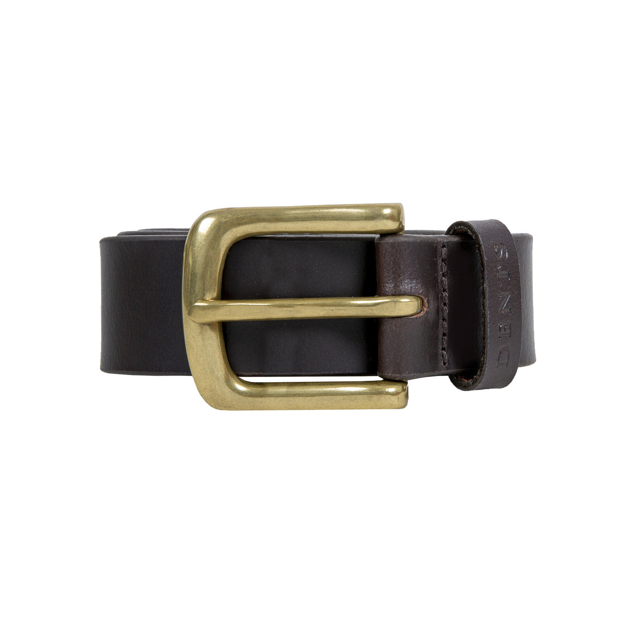 Dents Men’s Heritage Lined Full-Grain Leather Belt with Brass Buckle in Brown