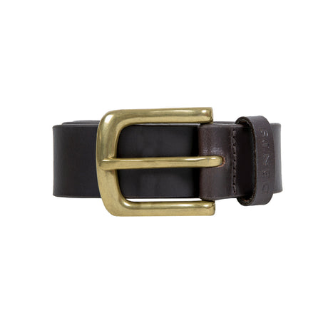 Dents Men’s Heritage Lined Full-Grain Leather Belt with Brass Buckle in Brown