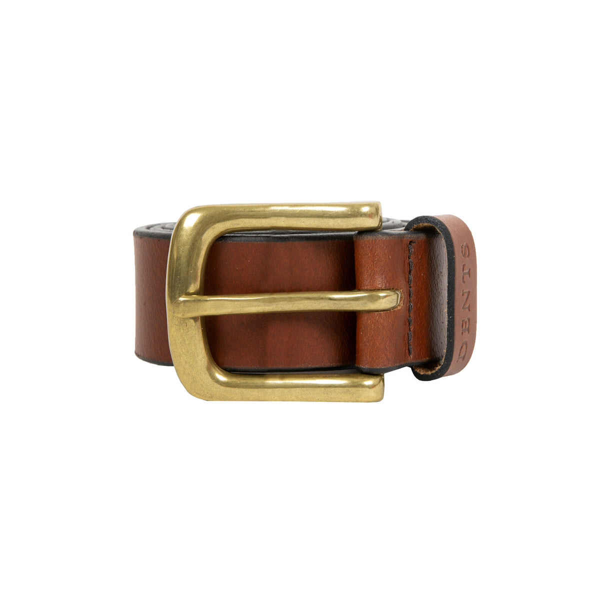 Dents Mens Heritage Lined Full-Grain Leather Belt with Brass Buckle in Tan