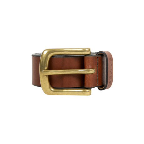 Dents Mens Heritage Lined Full-Grain Leather Belt with Brass Buckle in Tan