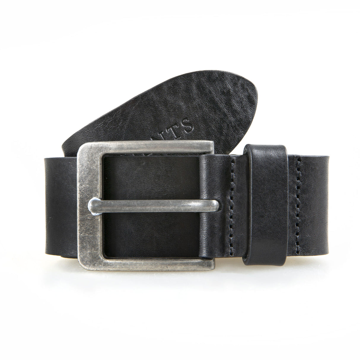 Dents Men’s Heritage Full-Grain Leather Belt with Antique Pewter Buckle in Black