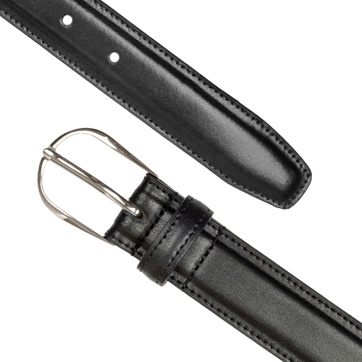 Dents Mens Heritage Leather Belt w/ Silver Buckle & Gift Box in Black (Made in Britain)