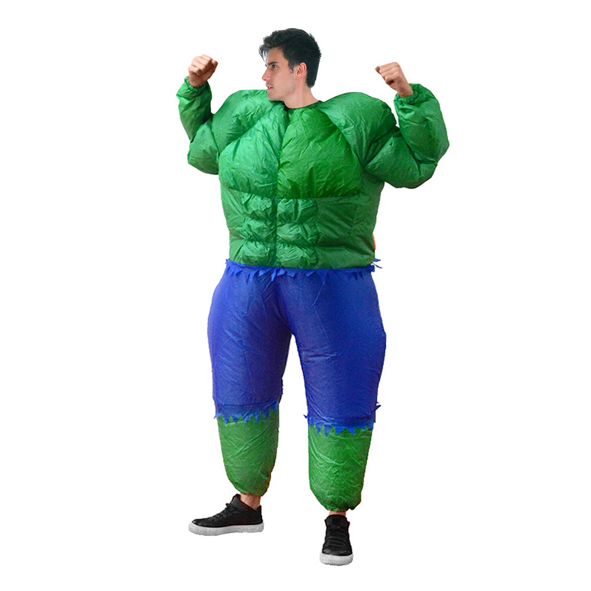 Adult Fan Inflatable Green Muscle Man Party Costume Halloween Hulk Superhero