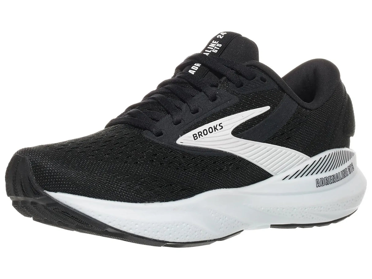 Brooks Adrenaline GTS 24 Womens B Wide Running Shoes - Black/White (Sneakers/Runners)