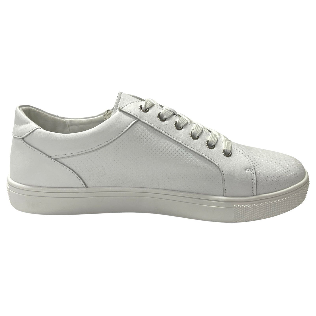 Rivers Womens LIV Leather Zip Sneaker Shoes in White
